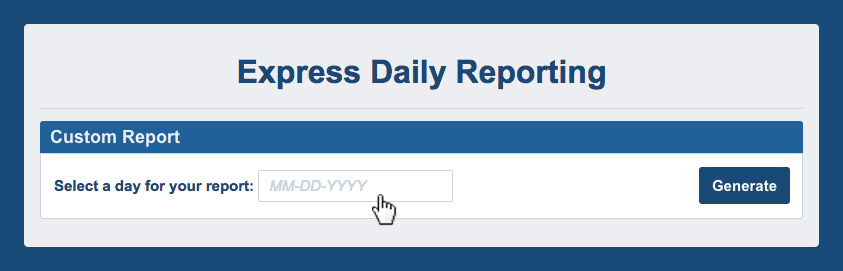 click the Express Daily Reporting date field