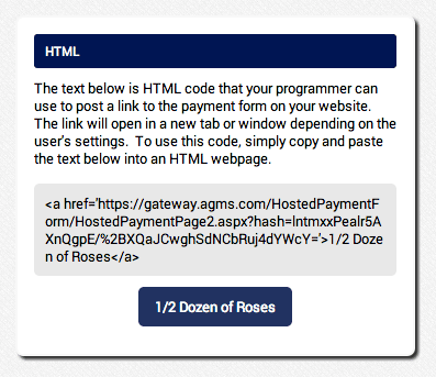 use AGMS Gateway Hosted Payment Page buttons on websites
